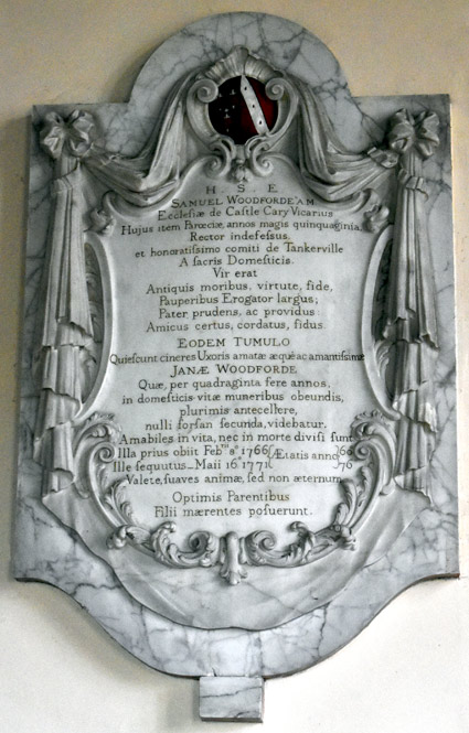 Ansford tablet to Samuel and Jane Woodforde