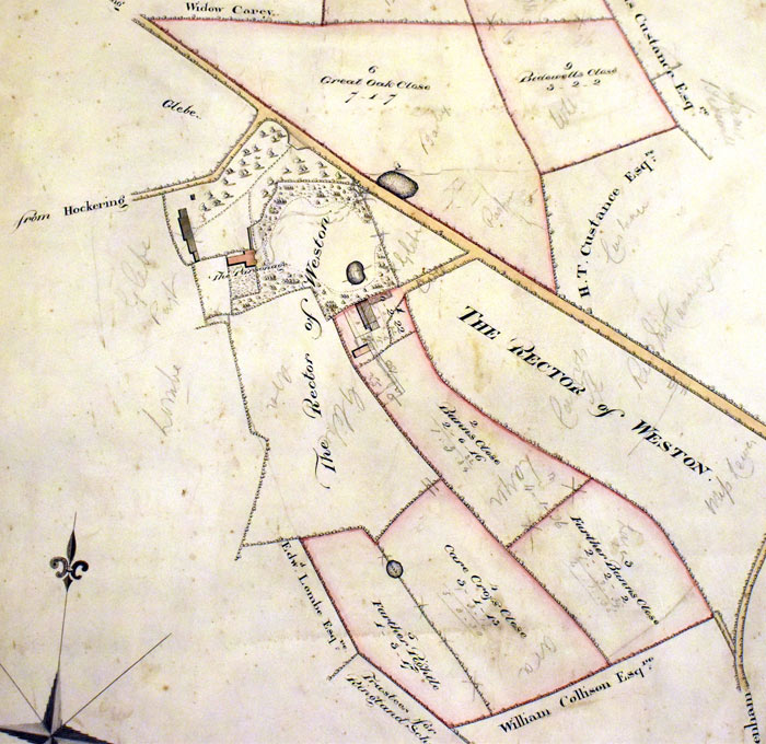 New College, Robert Corby's map Weston 1829