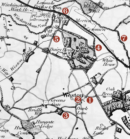 Map of Weston in Woodforde's time
